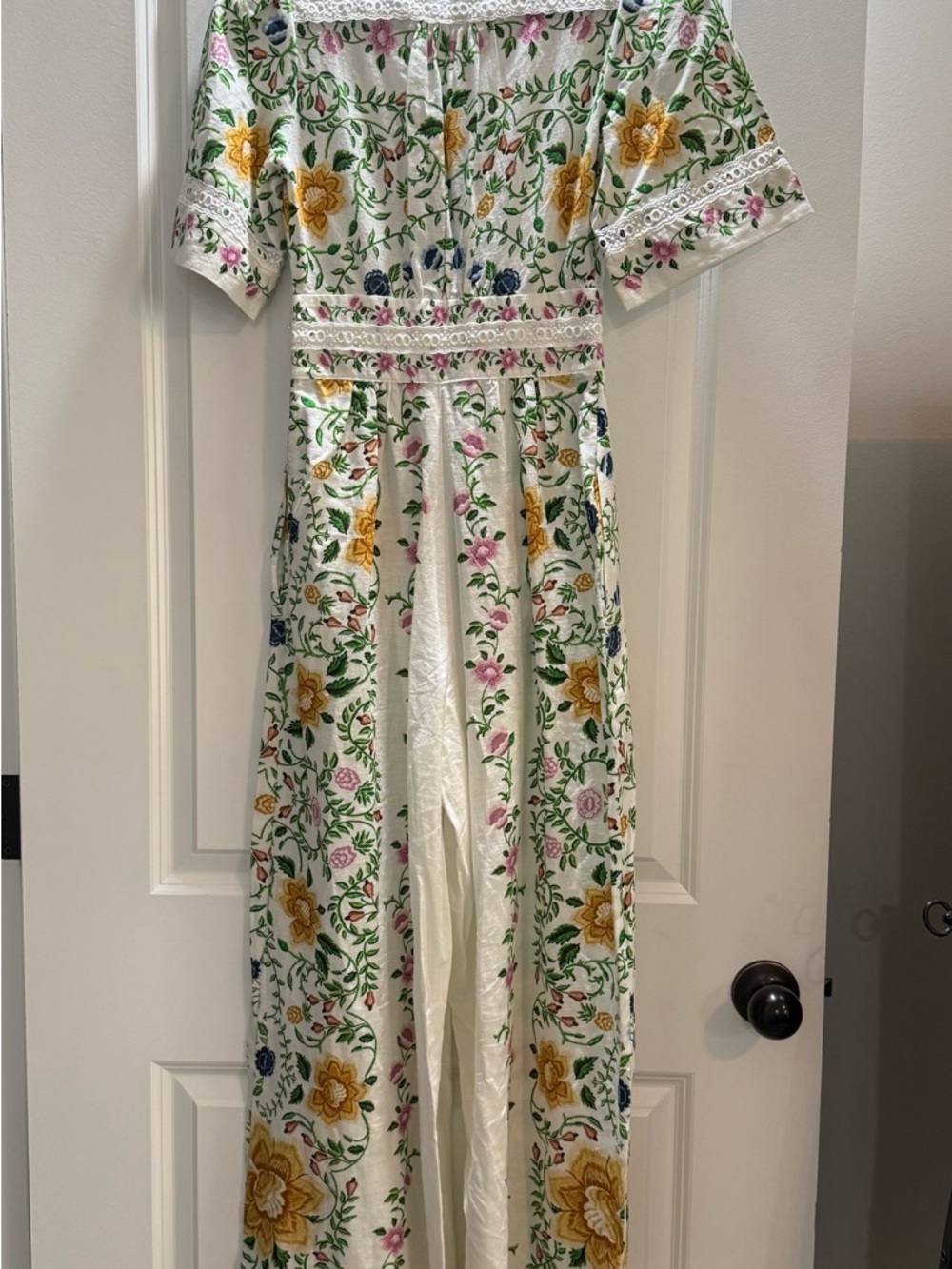 FARM Rio Folk Floral Off White Wide Leg Jumpsuit - Picture 7 of 9